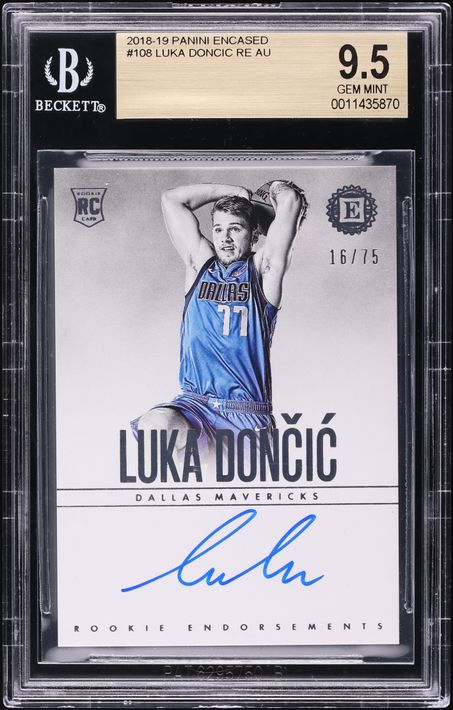 2018 Panini Noir Platinum Luka Doncic ROOKIE AUTO 5/5 #392 BGS 8