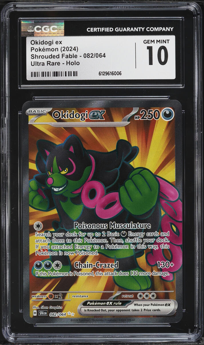 2024 Pokemon Scarlet & Violet Shrouded Fable Full Art Okidogi ex #82 CGC 10 GEM MINT