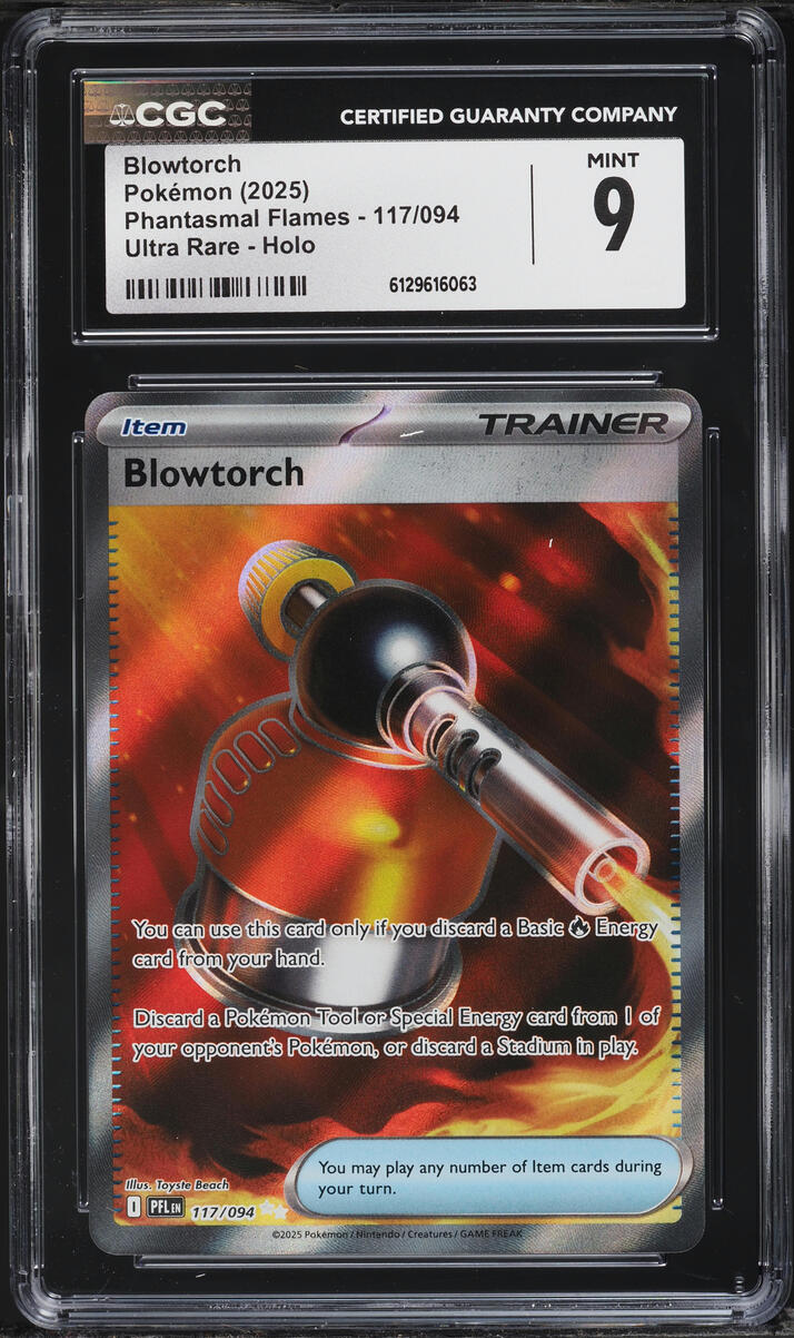 2025 Pokemon Mega Phantasmal Flames Full Art Blowtorch #117 CGC 9 MINT