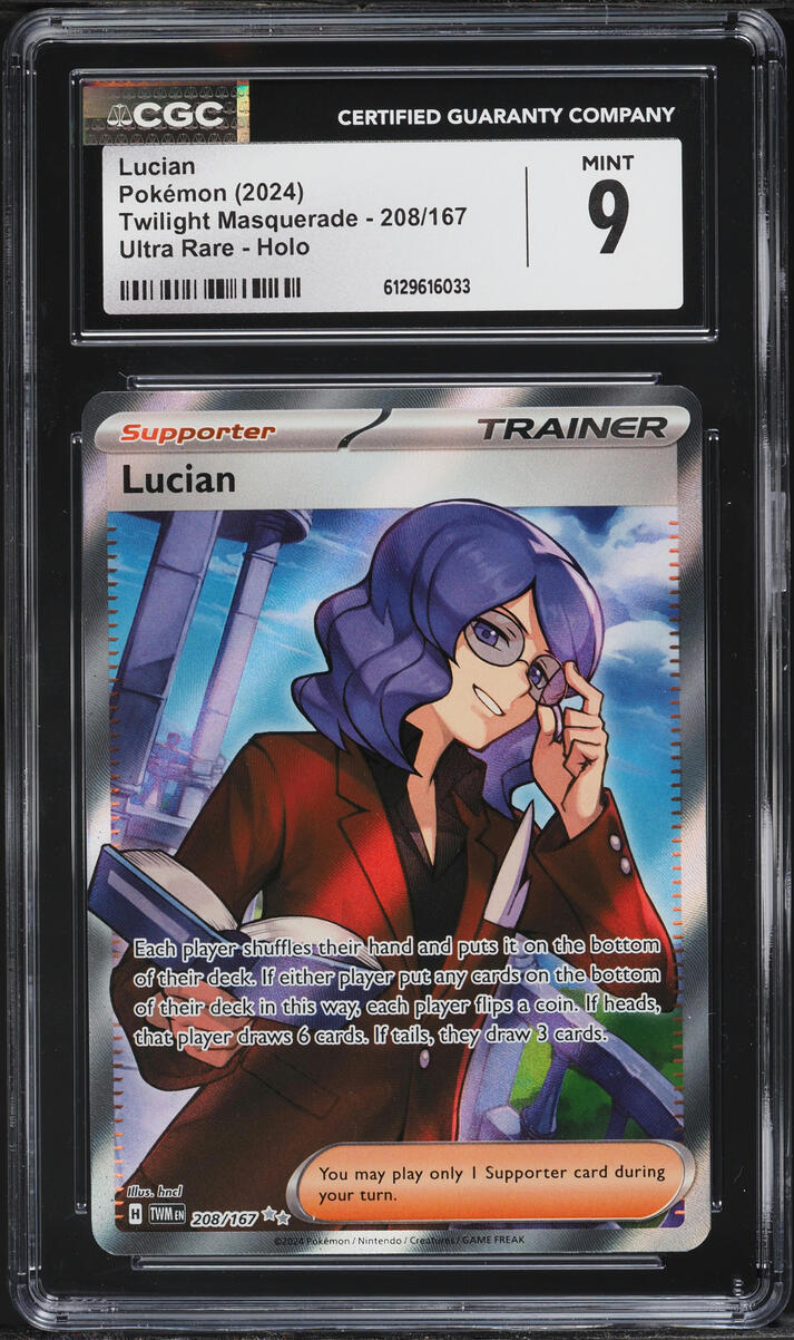 2024 Pokemon Scarlet & Violet Twilight Masquerade Full Art Lucian #208 CGC 9 MINT