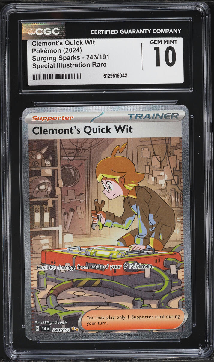 2024 Pokemon Scarlet & Violet Surging Sparks SIR Clemont's Quick Wit #243 CGC 10 GEM MINT
