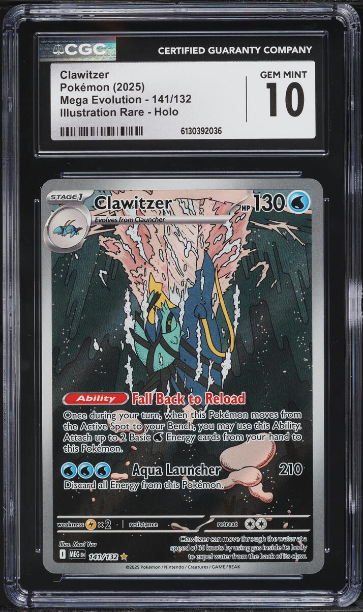 2025 Pokemon Mega Evolution IR Clawitzer #141 CGC 10 GEM MINT