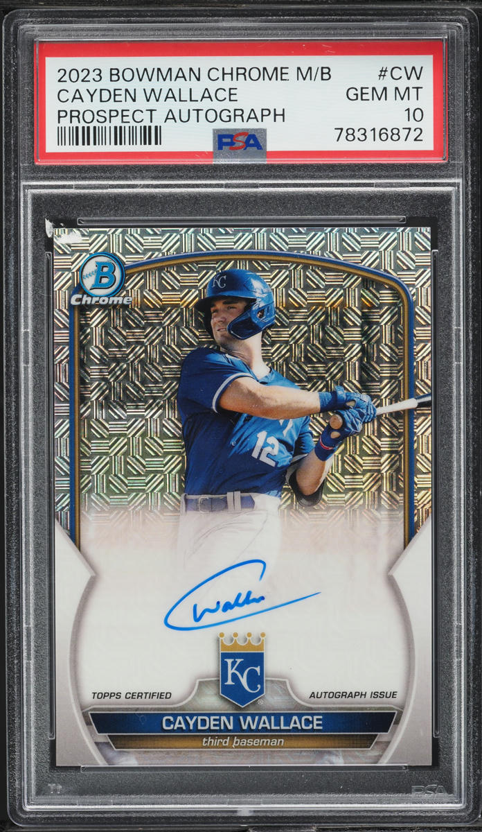 2023 Bowman Chrome Mega Box Cayden Wallace PROSPECT AUTO #BMA-CW PSA 10 GEM MINT