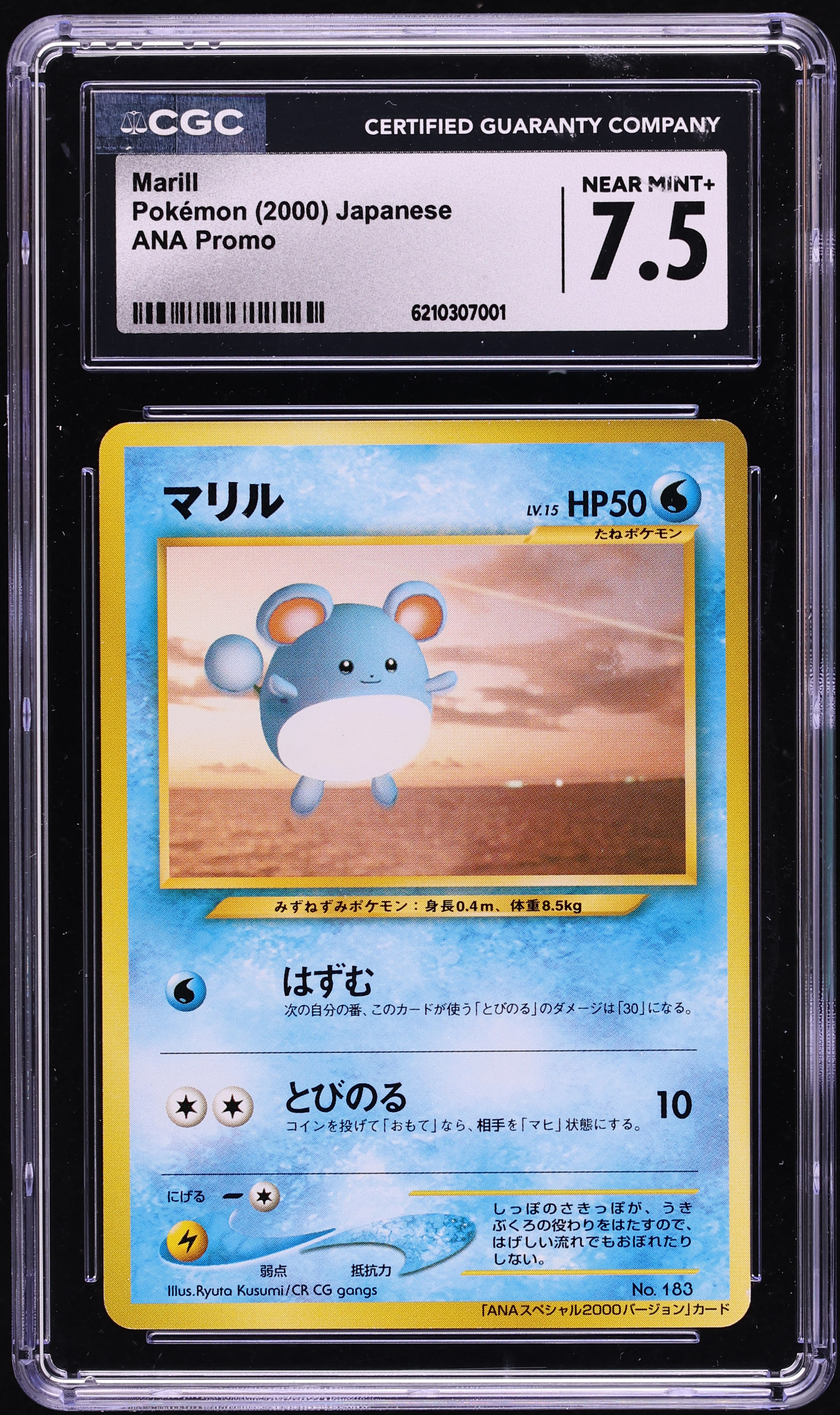 2000 Pokemon Japanese Promo ANA All Nippon Airways Marill #183 CGC 7.5 NRMT+