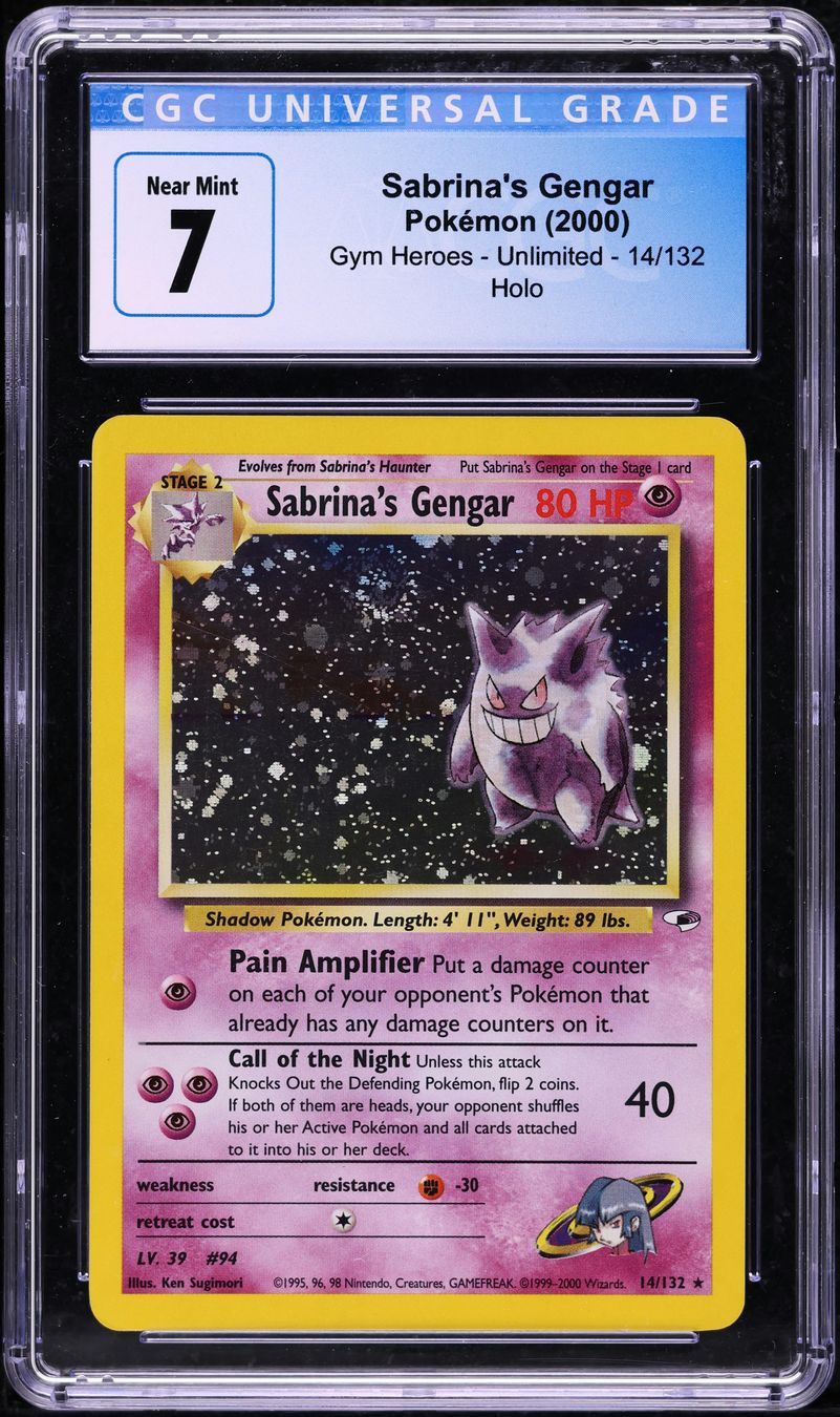 2000 Pokemon Gym Heroes Holo Sabrina's Gengar #14 CGC 7 NRMT