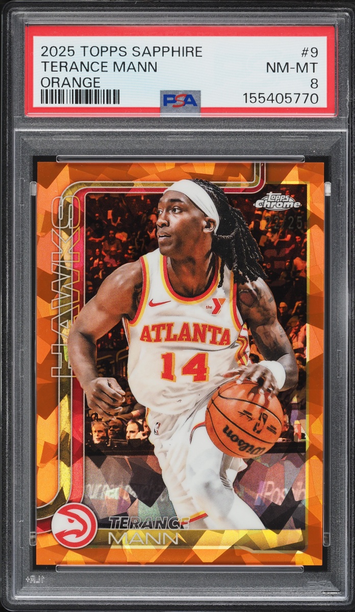 2025 Topps Chrome Sapphire Edition Orange Terance Mann /25 #9 PSA 8 NM-MT