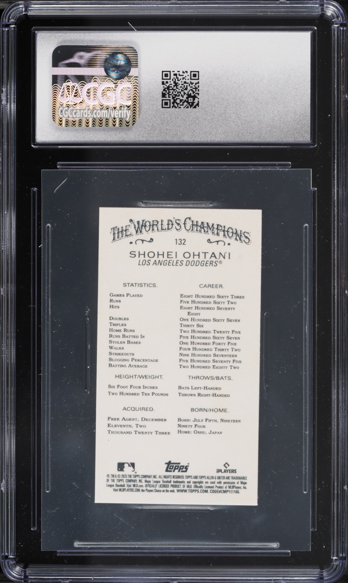 2025 Topps Allen & Ginter Mini Gold Border Shohei Ohtani #132 CGC 10 GEM MINT