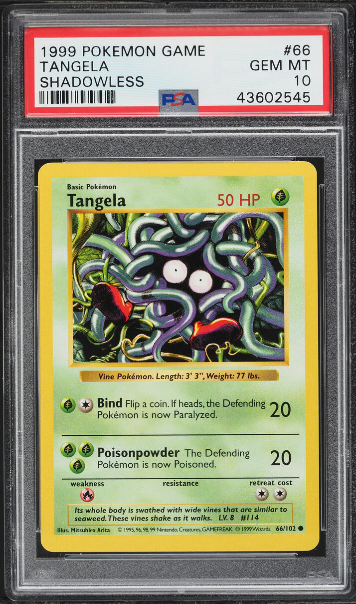 1999 Pokemon Base Set Shadowless Tangela #66 PSA 10 GEM MINT