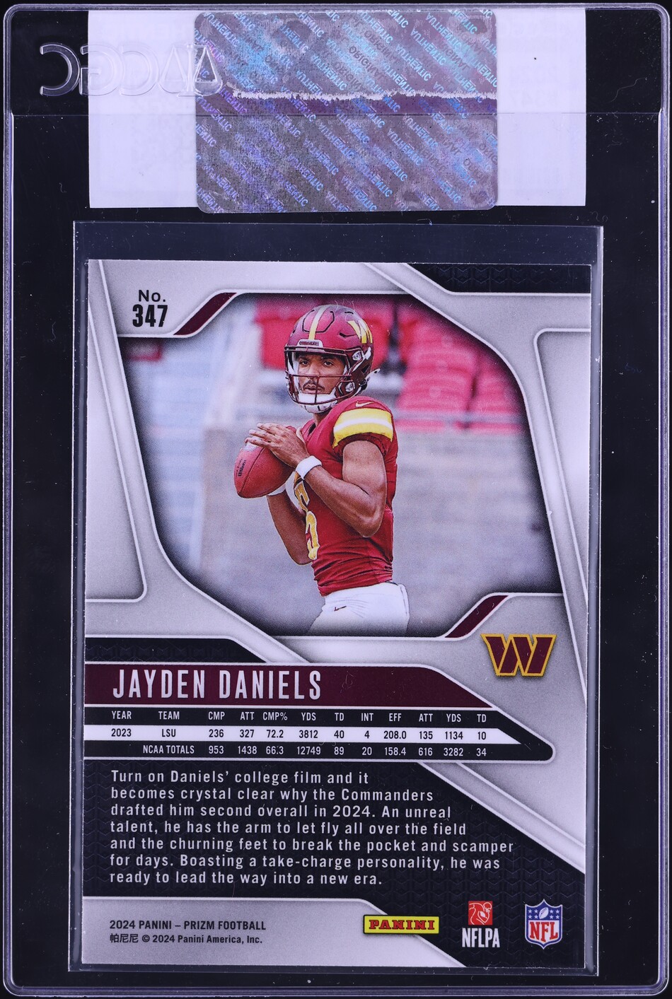 2024 Panini Prizm Jayden Daniels ROOKIE #347 CGC AUTH
