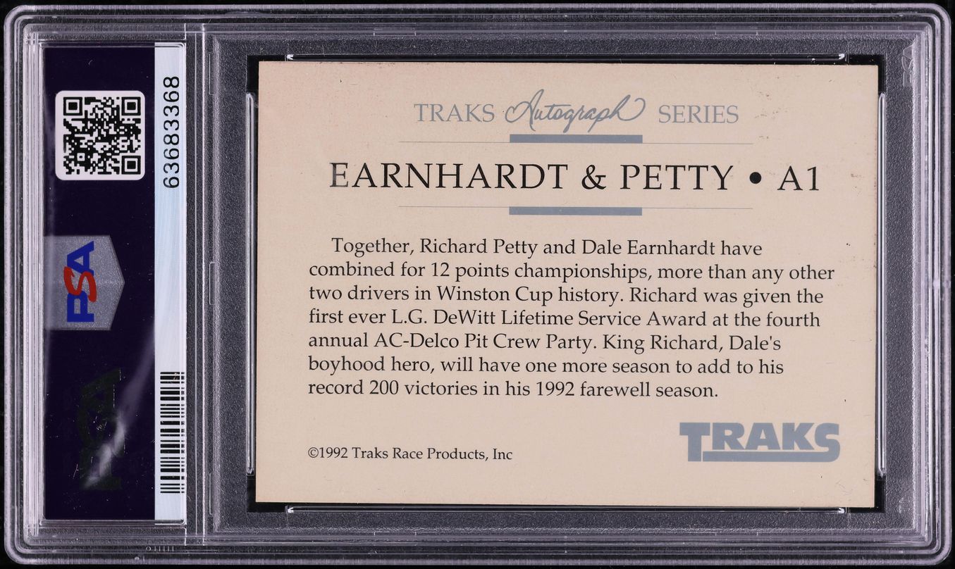 1992 Traks Richard Petty & Earnhardt AUTO DNA #A1 PSA AUTH