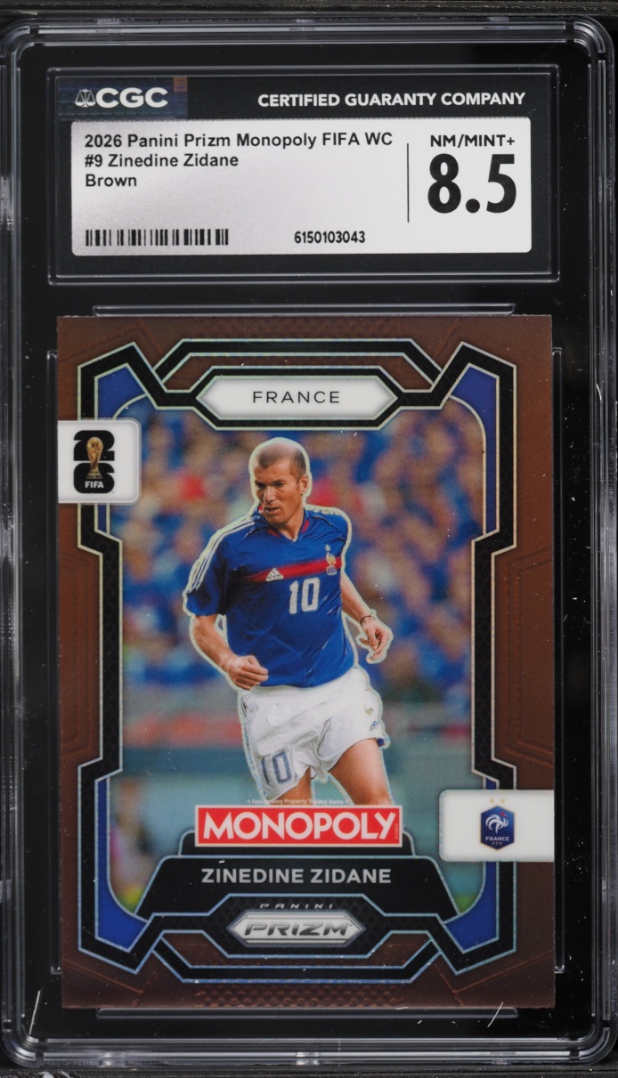 2026 Panini Prizm Monopoly FIFA World Cup Brown Zinedine Zidane /299 #9 CGC 8.5 NM-MT+