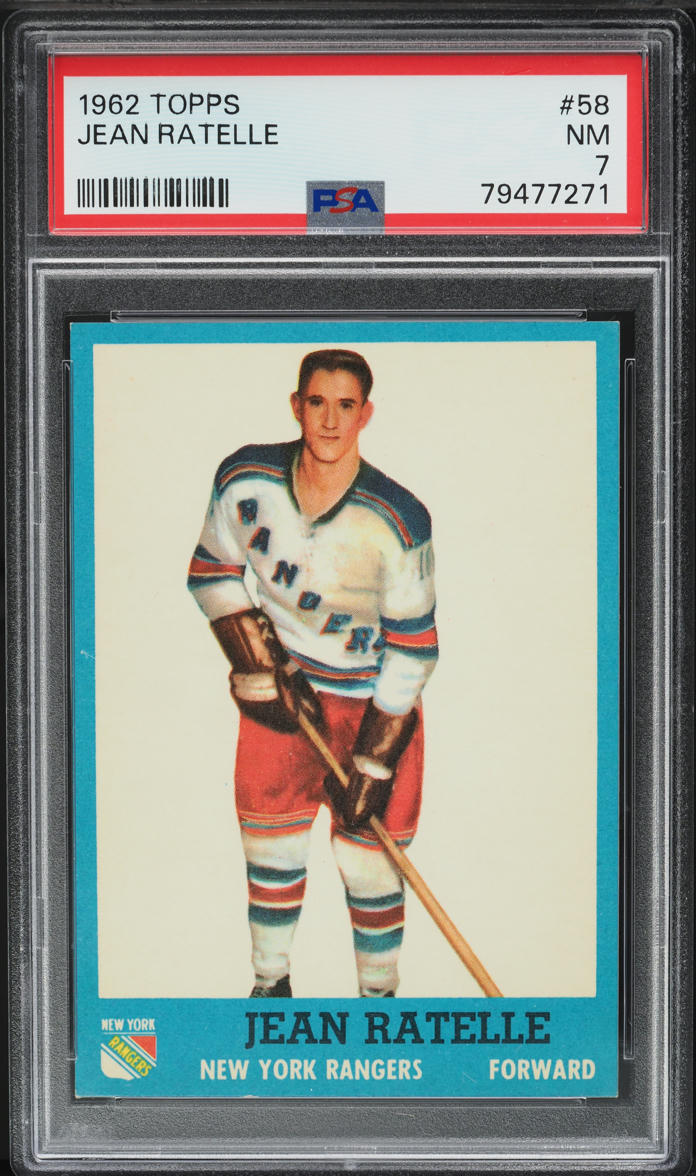 1962 Topps Hockey Jean Ratelle #58 PSA 7 NRMT on Fanatics Collect