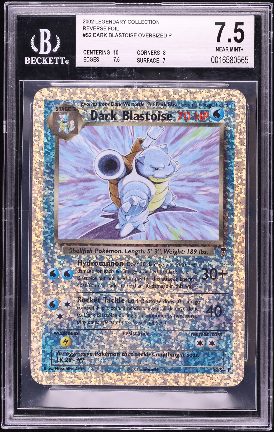 2002 Pokemon Legendary Collection Box Toppers Reverse Holo Dark Blastoise #S2 BGS 7.5 NRMT+
