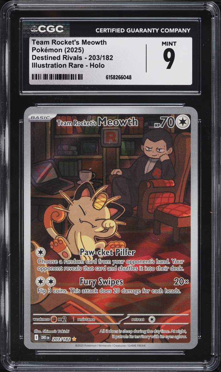 2025 Pokemon Scarlet & Violet Destined Rivals IR Team Rocket's Meowth #203 CGC 9 MINT
