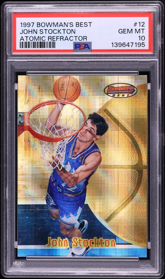1997 Bowman's Best Atomic Refractor John Stockton #12 PSA 10 GEM MINT
