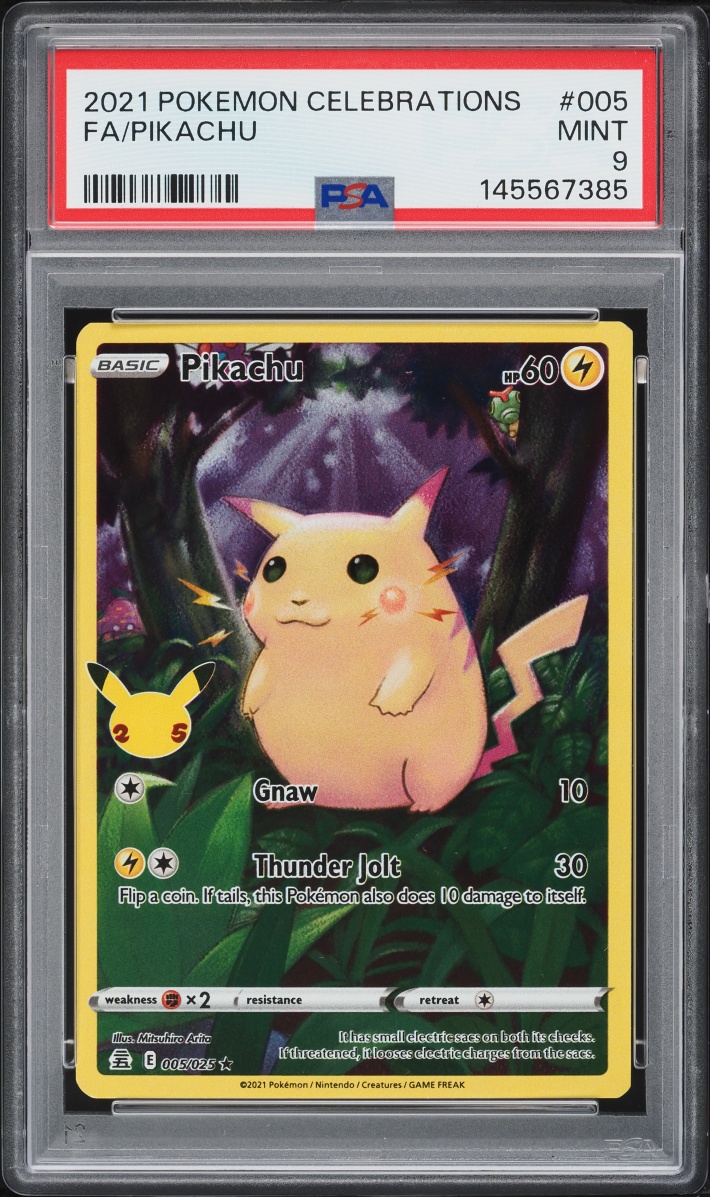2021 Pokemon Sword & Shield Celebrations Full Art Pikachu #5 PSA 9 MINT