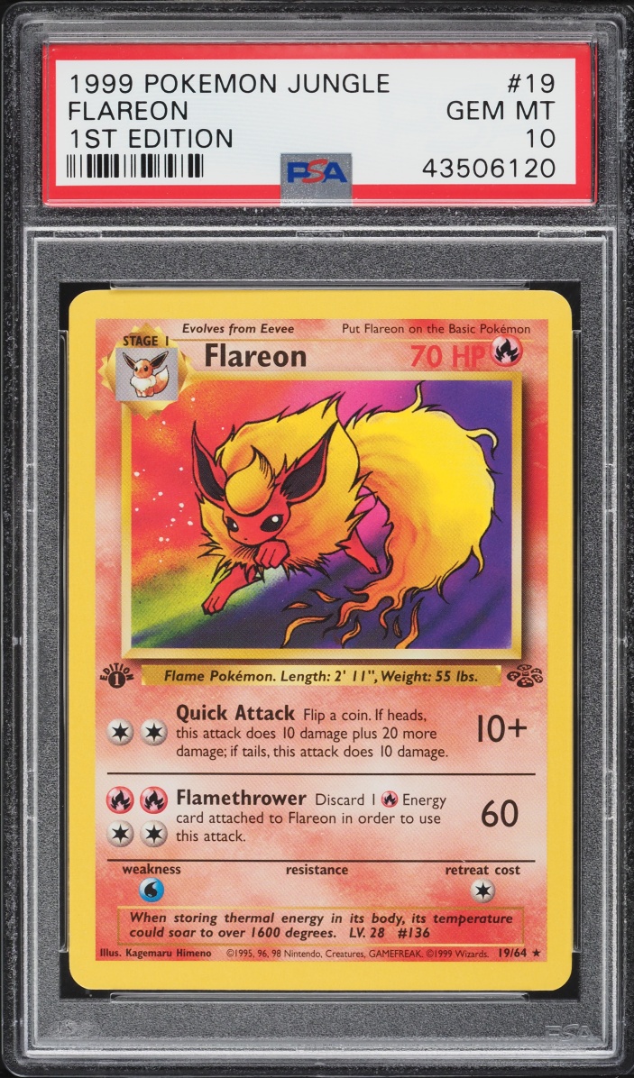 1999 Pokemon Jungle 1st Edition Flareon #19 PSA 10 GEM MINT