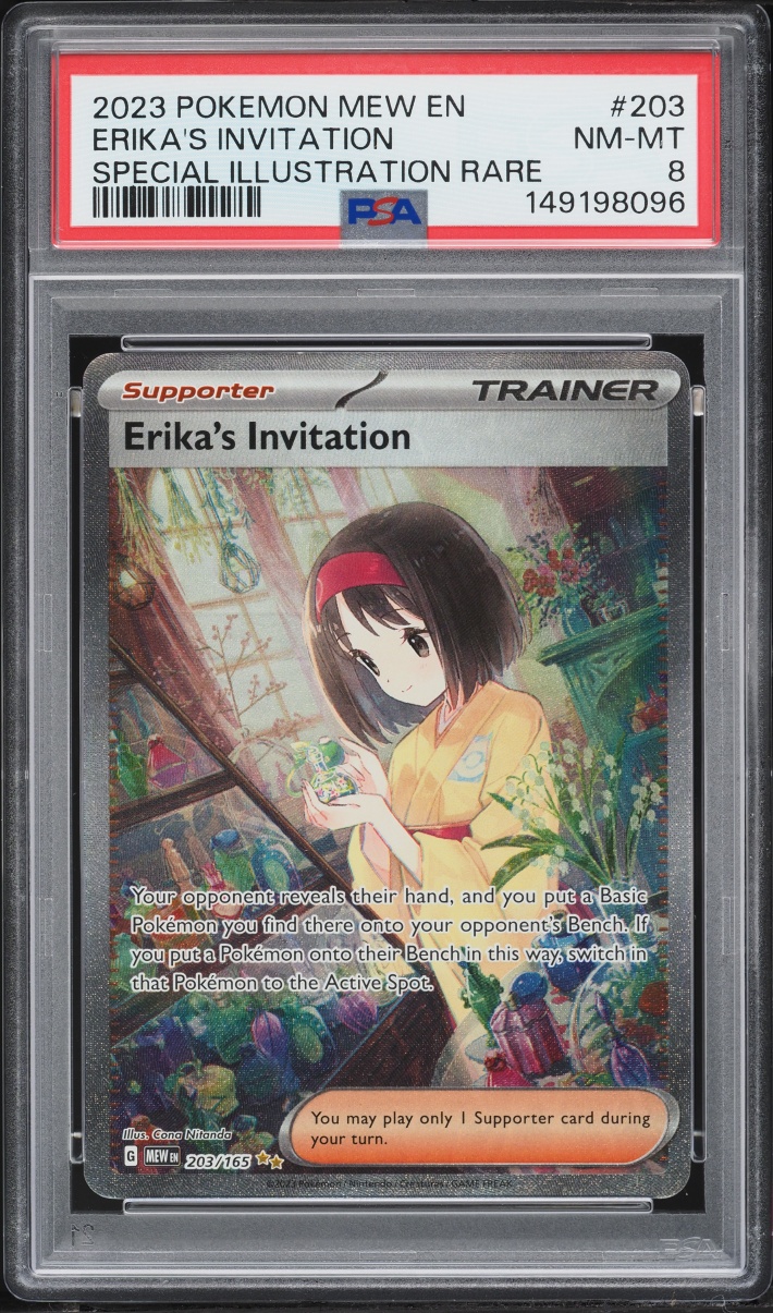 2023 Pokemon Scarlet & Violet 151 SIR Erika's Invitation #203 PSA 8 NM-MT