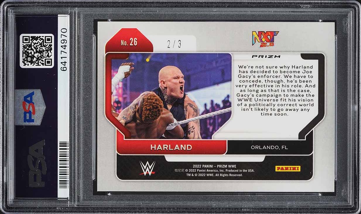 2022 Panini Prizm WWE Gold Shimmer FOTL Prizms Harland ROOKIE /3 #26 PSA 10 GEM