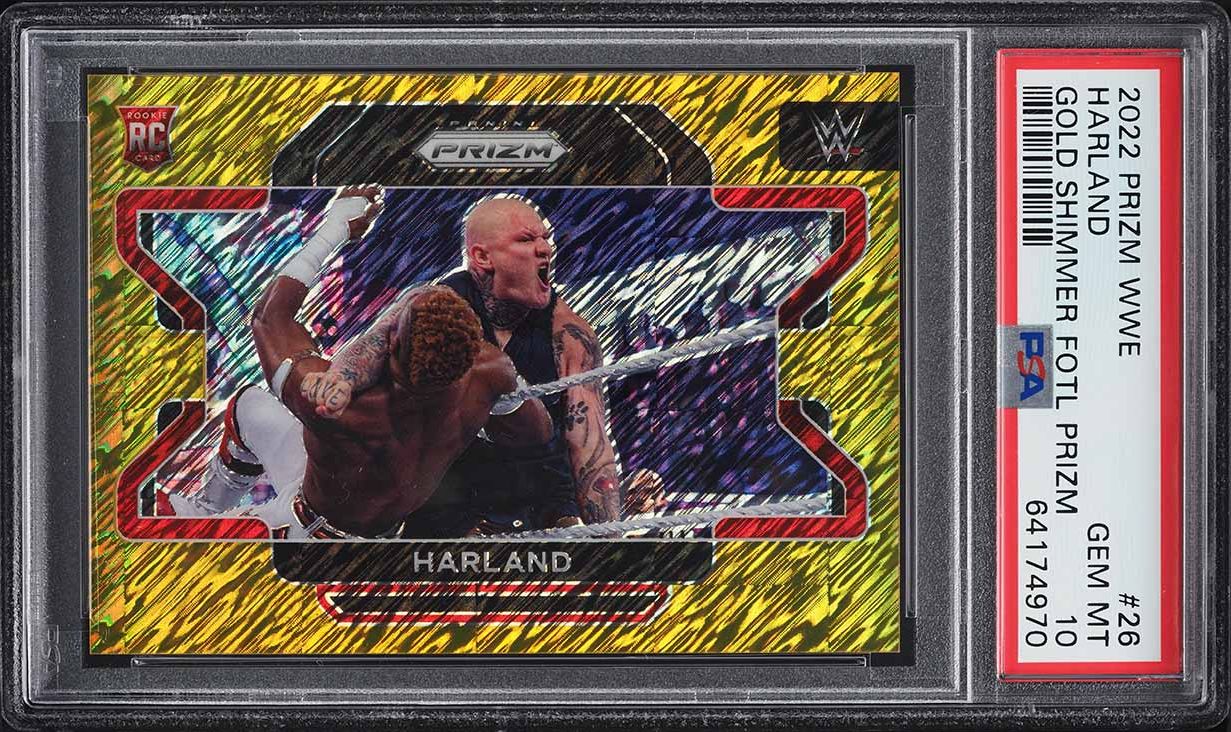 2022 Panini Prizm WWE Gold Shimmer FOTL Prizms Harland ROOKIE /3 #26 PSA 10 GEM