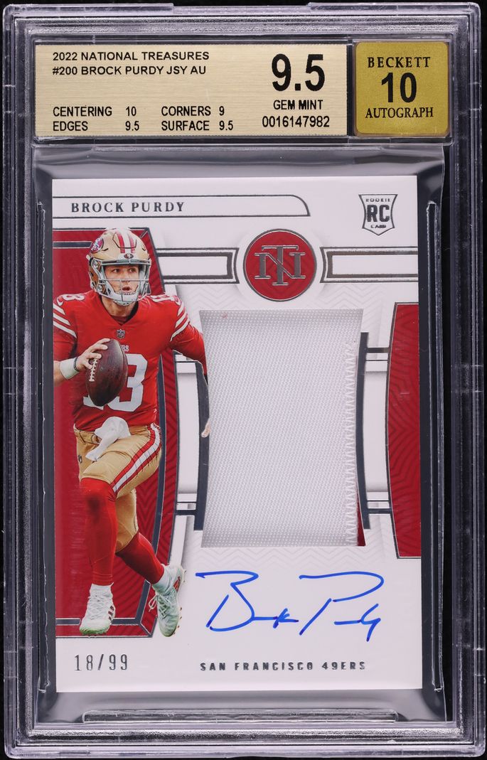 2022 National Treasures Brock Purdy ROOKIE PATCH AUTO /99 #200 BGS 9.5 GEM MINT