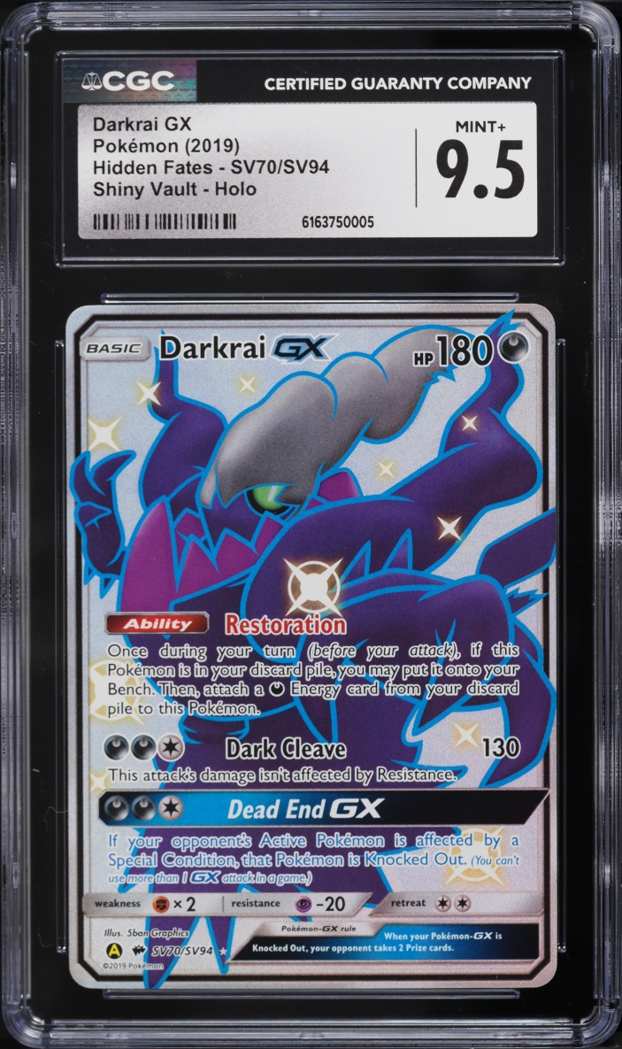 2019 Pokemon Sun & Moon Hidden Fates Vault Full Art Shiny Darkrai GX #SV70 CGC 9.5 MINT+