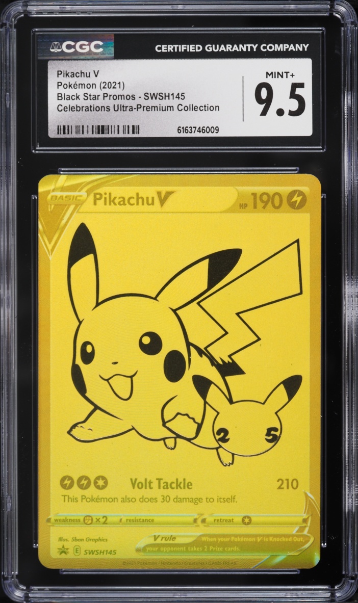 2021 Pokemon SWSH Promo Celebrations Ultra Premium Full Art Pikachu V #SWSH145 CGC 9.5 MINT+
