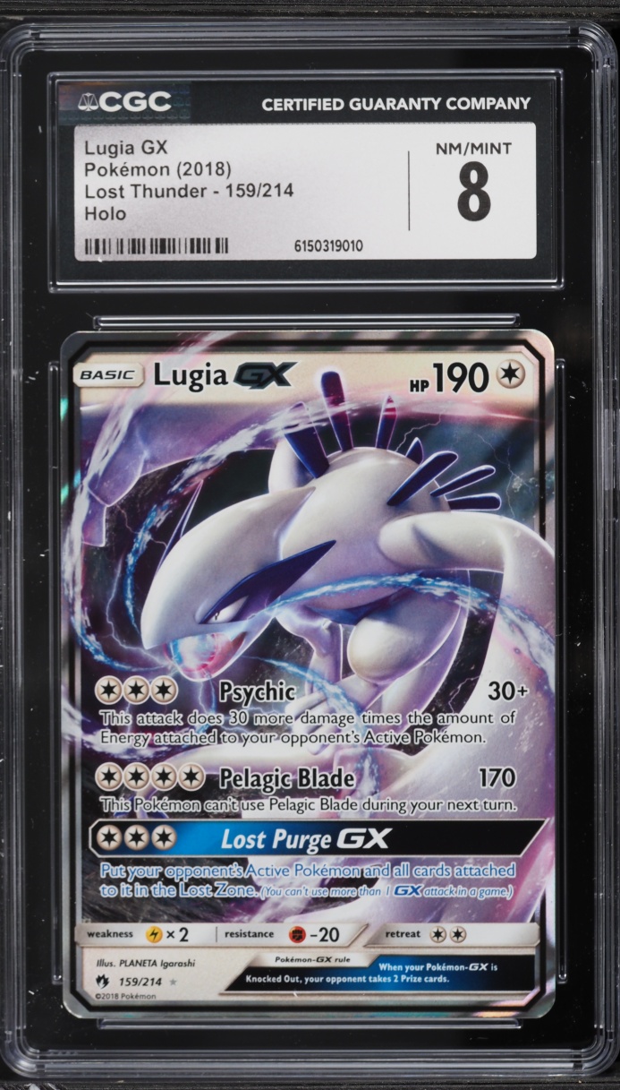 2018 Pokemon Sun & Moon Lost Thunder Holo Lugia GX #159 CGC 8 NM-MT