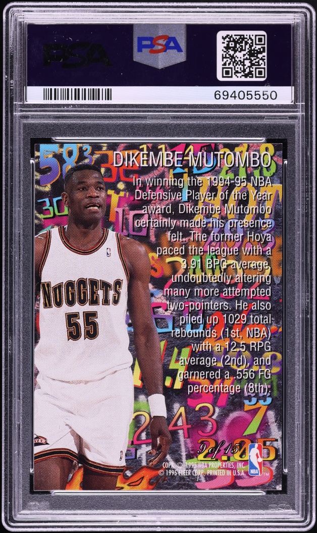 1995 Flair Hot Numbers Dikembe Mutombo #9 PSA 10 GEM MINT