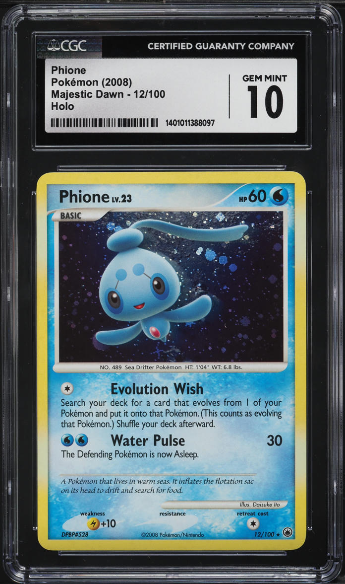 2008 Pokemon Diamond & Pearl Majestic Dawn Holo Phione #12 CGC 10 GEM MINT
