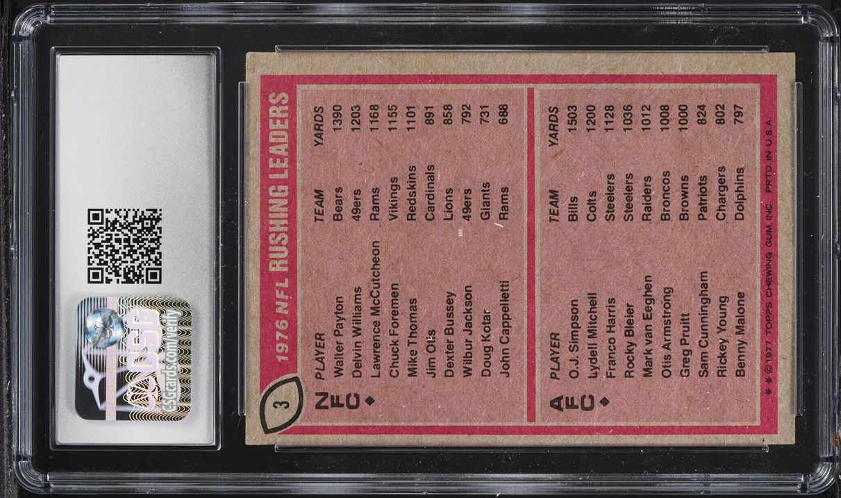 1977 Topps Football Walter Payton O.J. Simpson NFL RUSHING LDRS #3 CSG 5.5 EX+