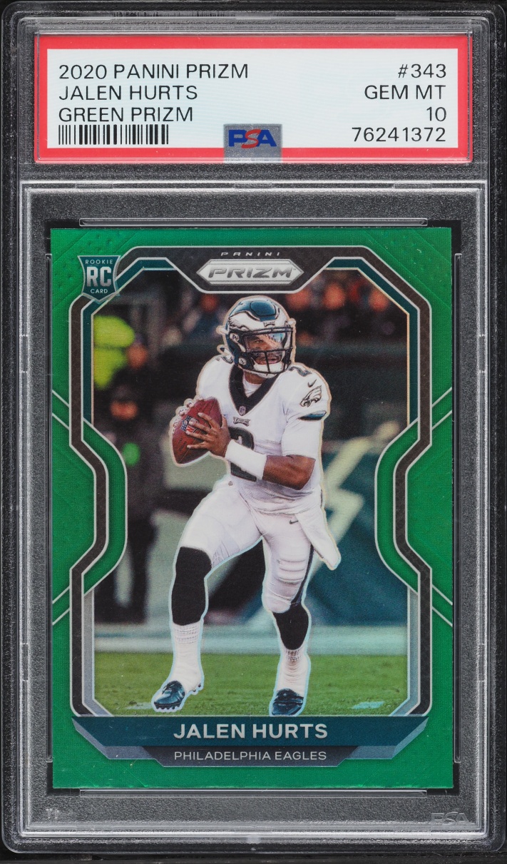 2020 Panini Prizm Green Jalen Hurts ROOKIE #343 PSA 10 GEM MINT