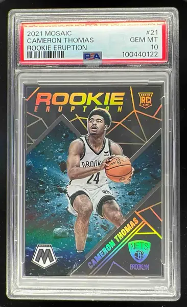 2021-22 Panini Mosaic Rookie Eruption #21 Cameron Thomas RC PSA 10