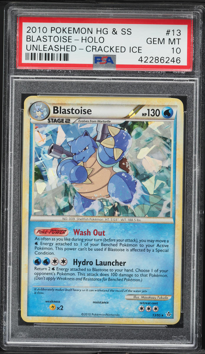 2010 Pokemon HGSS Unleashed Cracked Ice Holo Blastoise #13 PSA 10 GEM MINT