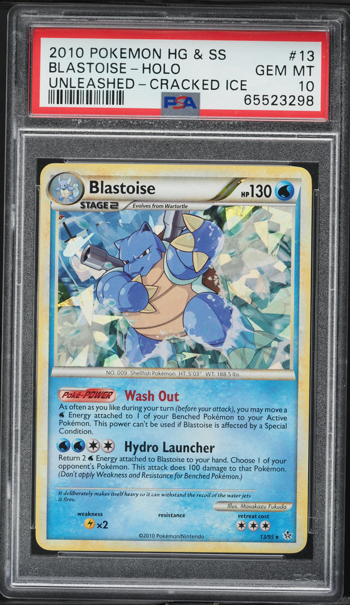 2010 Pokemon HGSS Unleashed Cracked Ice Holo Blastoise #13 PSA 10 GEM MINT
