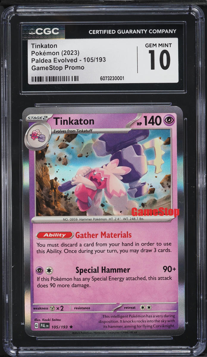 2023 Pokemon SV Paldea Evolved GameStop Promo Tinkaton #105 CGC 10 GEM MINT