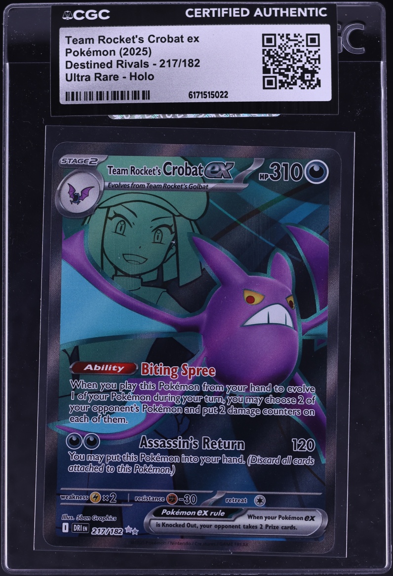 2025 Pokemon Scarlet & Violet Destined Rivals Full Art Team Rocket's Crobat Ex #217 CGC AUTH