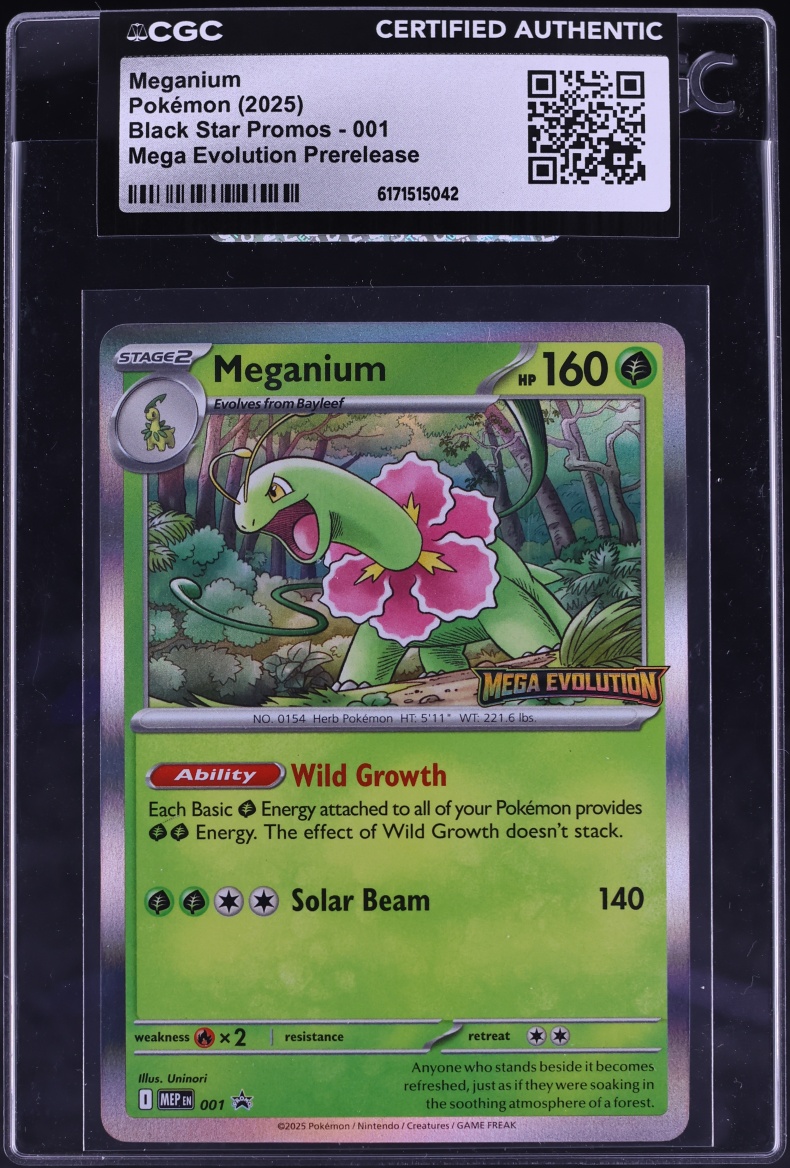 2025 Pokemon Mega Evolution Promo Prerelease Meganium #001 CGC AUTH