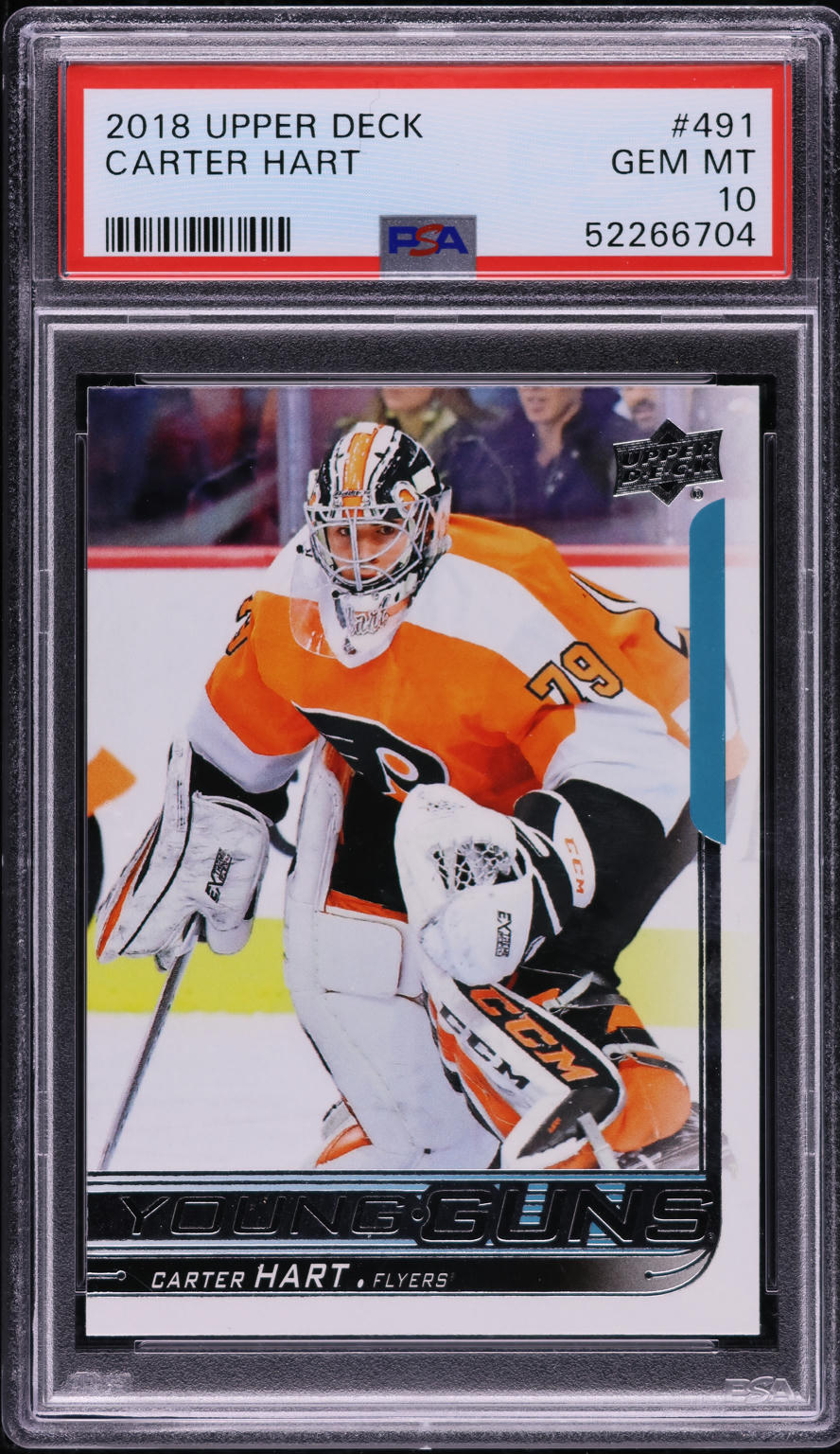 2018 Upper Deck Young Guns Carter Hart ROOKIE #491 PSA 10 GEM MINT