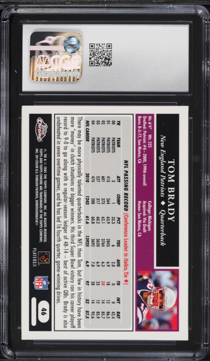 2005 Topps Chrome Tom Brady #46 CGC 9 MINT