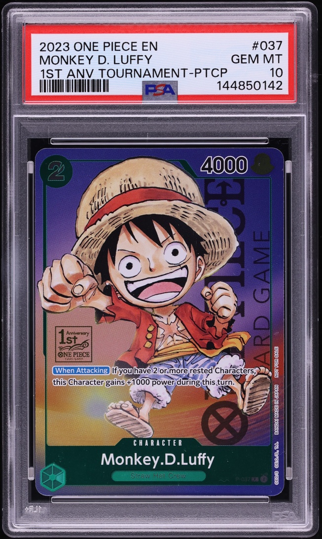 2023 One Piece Promo 1st Anniversary Tournament Participation Monkey D. Luffy #P-037 PSA 10 GEM