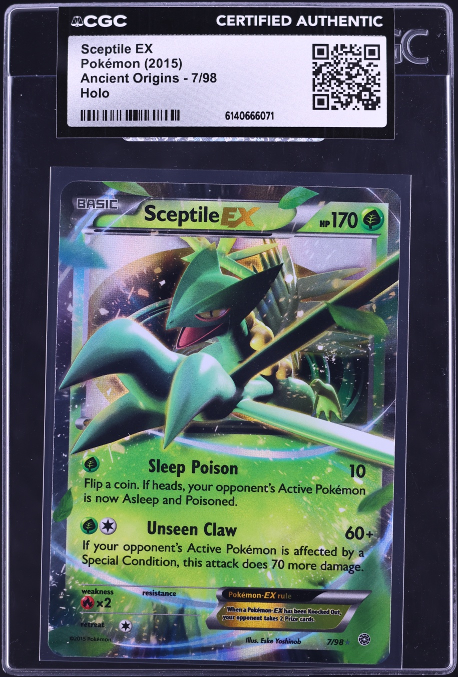 2015 Pokemon XY Ancient Origins Holo Sceptile EX #7 CGC AUTH