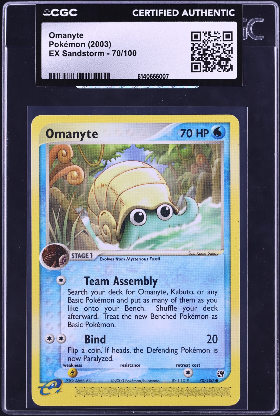 2003 Pokemon EX Sandstorm Omanyte #70 CGC AUTH