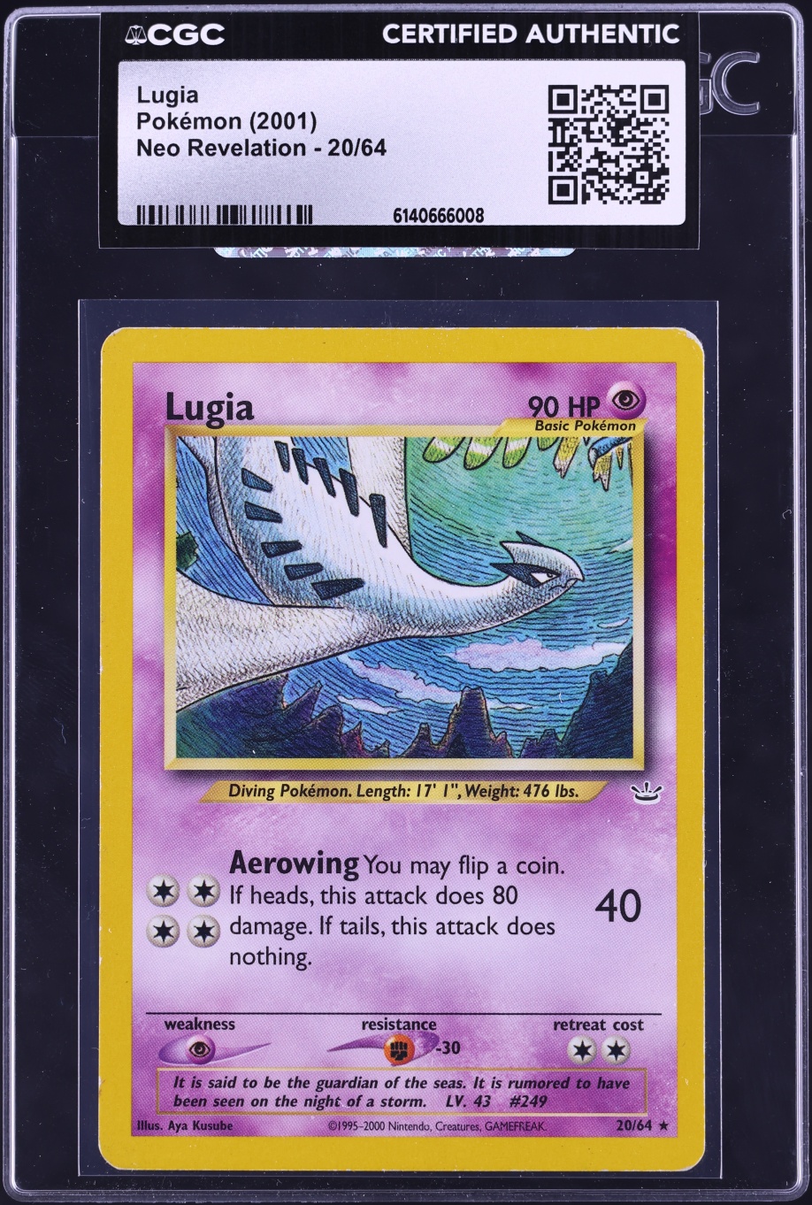 2001 Pokemon Neo Revelation Lugia #20 CGC AUTH