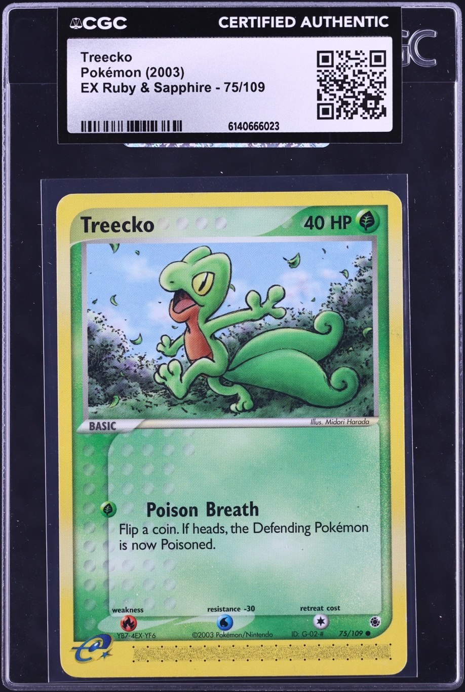 2003 Pokemon EX Ruby & Sapphire Treecko #75 CGC AUTH