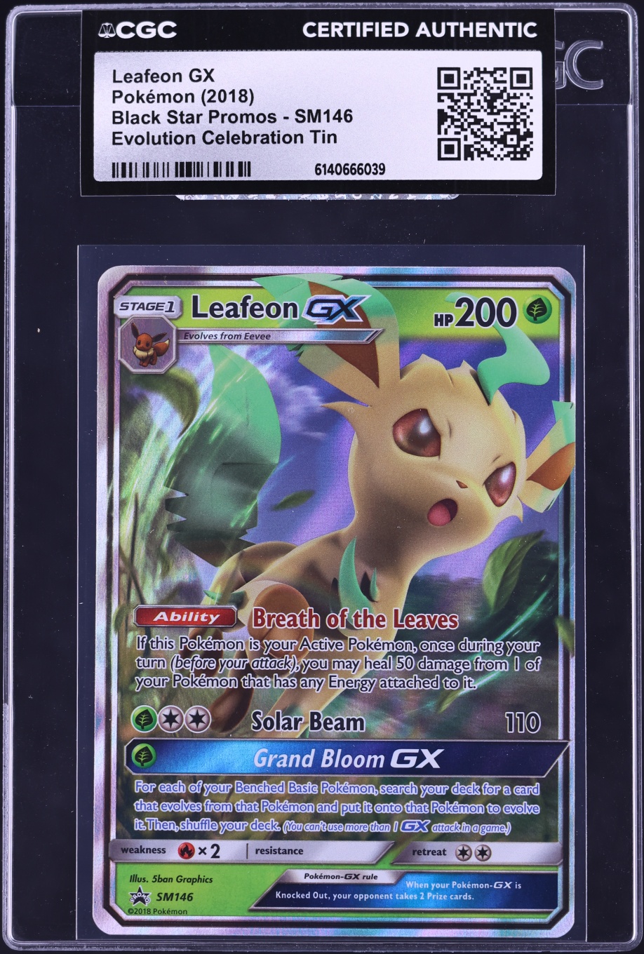 2018 Pokemon Sun & Moon Promo Evolution Celebration Leafeon GX #SM146 CGC AUTH
