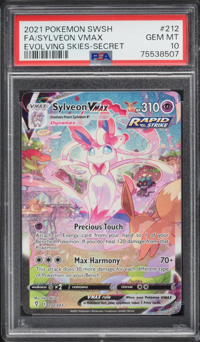 2021 Pokemon Sword & Shield Evolving Skies Alt Art Sylveon VMAX #212 PSA 10 GEM MINT