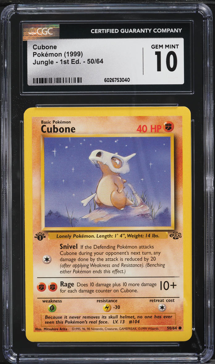 1999 Pokemon Jungle 1st Edition Cubone #50 CGC 10 GEM MINT on Fanatics ...