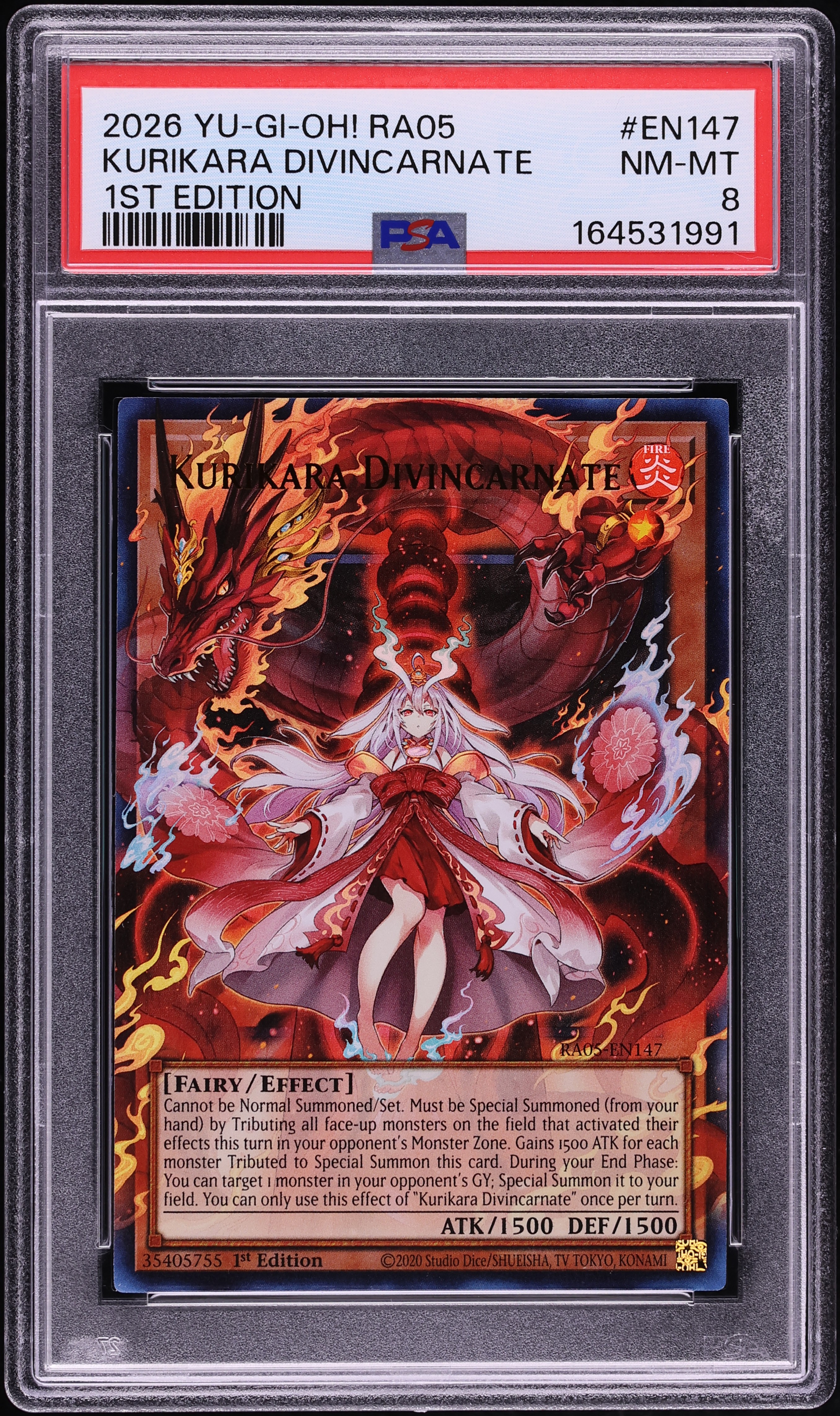 2026 Yu-Gi-Oh! Rarity Collection 5 1st Edition Kurikara Divincarnate #RA05-EN147 PSA 8 NM-MT
