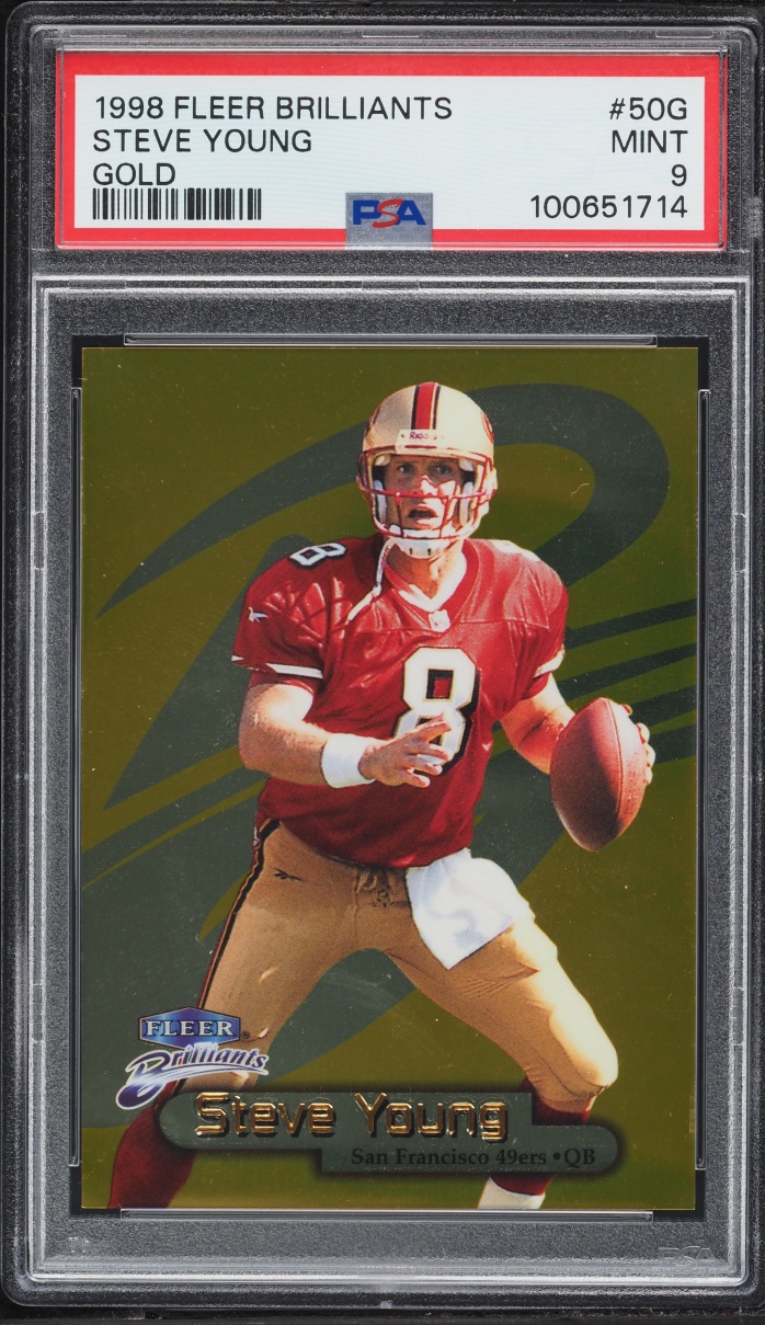 1998 Fleer Brilliants Gold Steve Young /99 #50G PSA 9 MINT - Photo 1